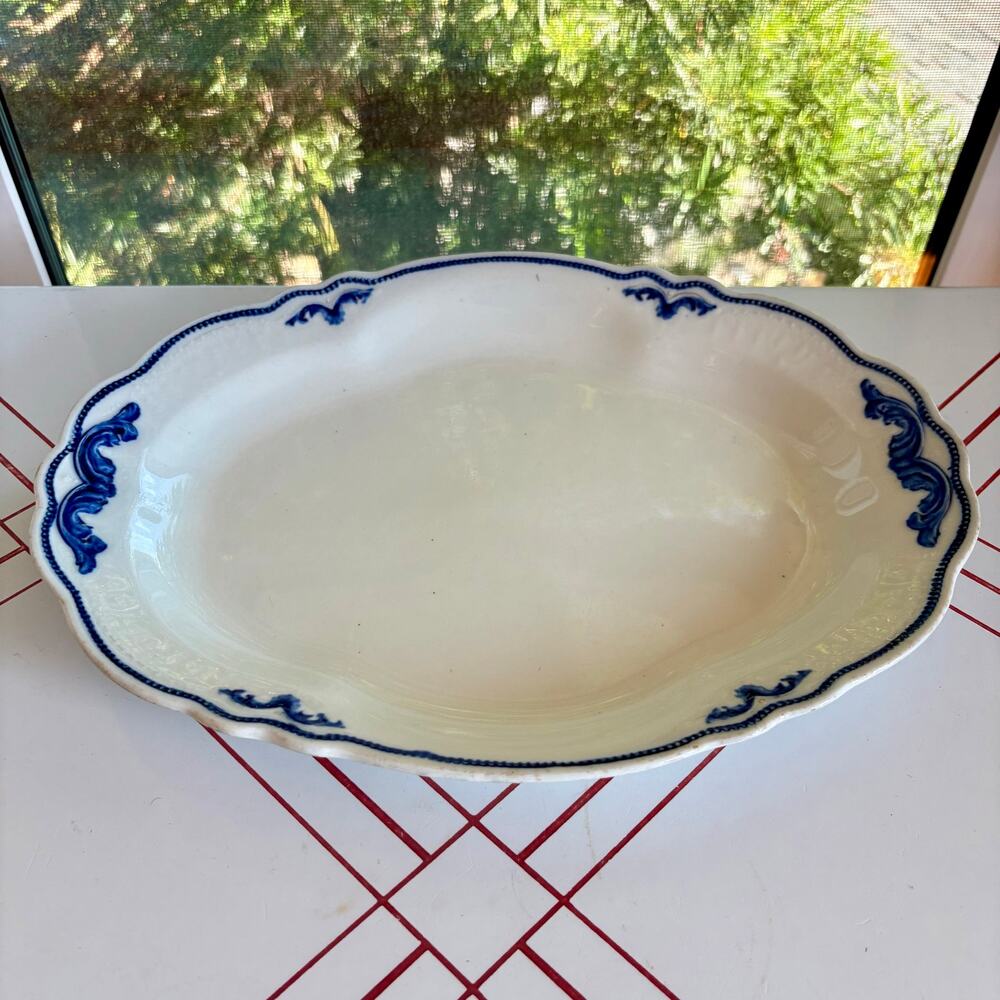 Antique W.H. Grindley The Athens 14” Flow Blue Platter England